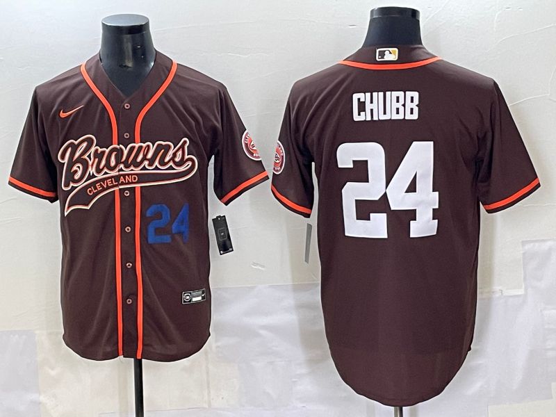 Men 2025 Cleveland Browns #24 Chubb Brown Joint Name Nike Limited NFL Jersey style 3->cleveland browns->NFL Jersey
